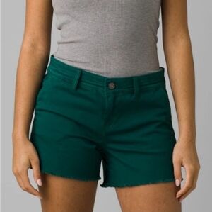Prana Green Jean Shorts Slim Fit Mid-Thigh